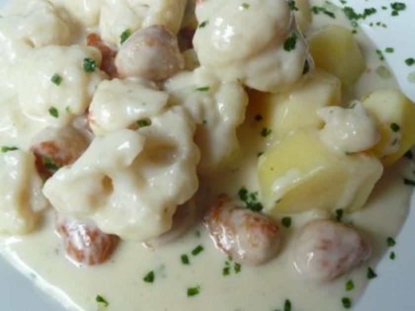 Blumenkohl mit Käsesoße und Bratwurstbällchen - einfach - von mommy1971