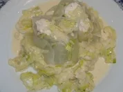 Hähnchenbrustfilet im Zwiebelkleid mit Lauchsauce - Rezept