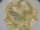 Hähnchenbrustfilet im Zwiebelkleid mit Lauchsauce - Rezept