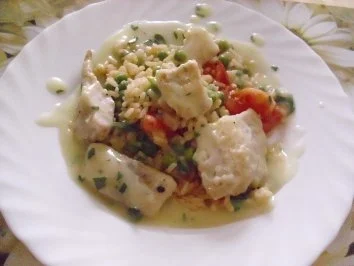 Rezept: Gebratener Reis mit Fischhappen Gebratener Reis mit Fischhappen - Rezept