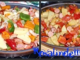 Bunter Gemüseauflauf mit Würstchen und Landkäse aus dem Backofen - Rezept - Bild Nr. 6