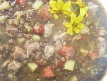 Linsensuppe "süss-sauer" mit Rippchen und Mettenden - Rezept - Bild Nr. 2