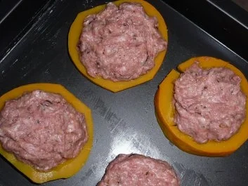 Hackfleisch: Hack im Kürbisring gebraten an Ingwerkürbissoße - Rezept - Bild Nr. 6