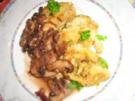Semmelknödelscheiben mit braunen Champignons - Rezept