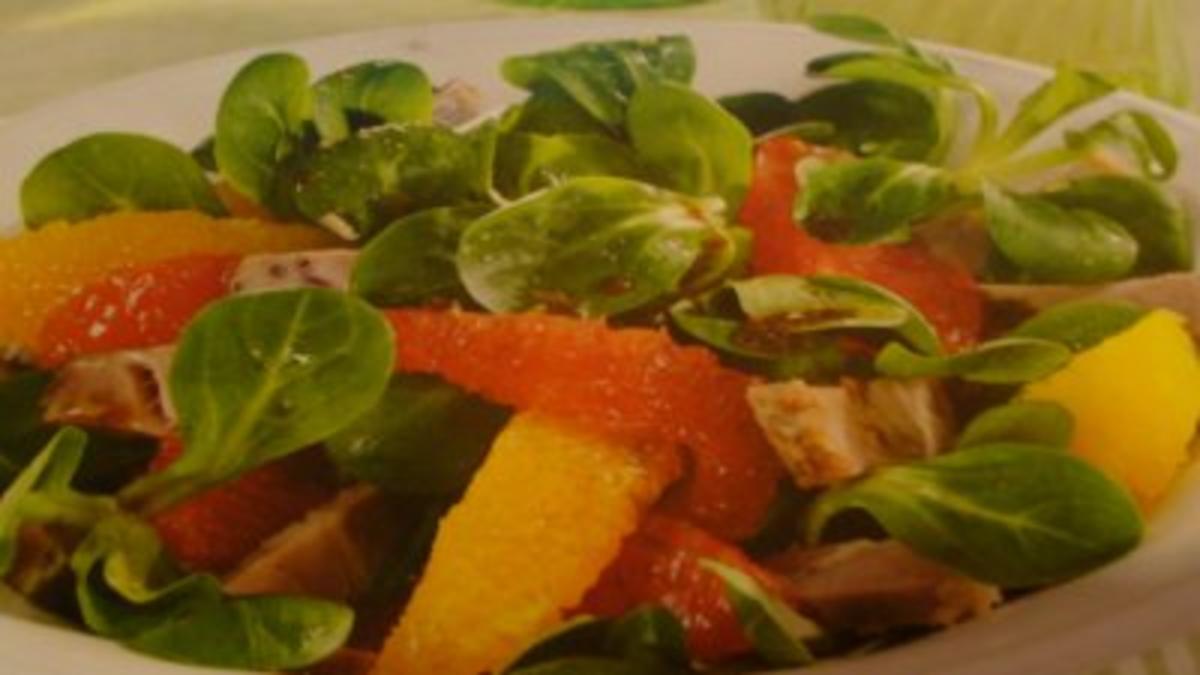 Feldsalat mit Ingwer und Braten fränkische Art - Rezept