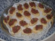 Montadito mit Apfel und gebratener Blutwurst - Rezept