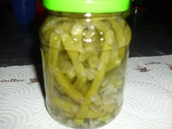 Bohnensalat süss-sauer eingekocht, Resteverwertung - Rezept
