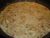 Nudeln mit fettarmer Schinken-Pilz-Soße - Rezept