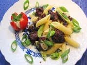 Blutwurst kurzgebraten mit Nudeln - Rezept