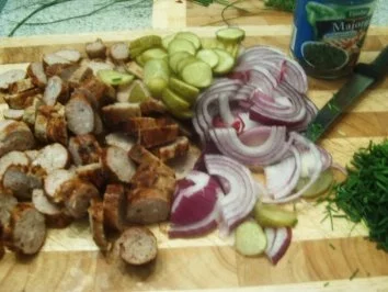 Rezept: Thüringer Rostbratwurstsalat Bild Nr. 4 Thüringer Rostbratwurstsalat - Rezept - Bild Nr. 4