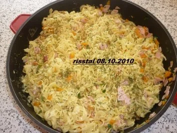 Rezept: Nudelpfanne mit Eiern ,Schinken und Endiviensalat Bild Nr. 7 Nudelpfanne mit Eiern ,Schinken und Endiviensalat - Rezept - Bild Nr. 7