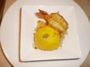 Minipatisson ,gefüllt mit Quinoiasalat und Curryscampi - Rezept