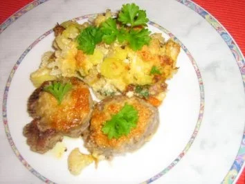 Medaillions vom Schweinefilet  mit Parmesankruste an Blumenkohl-Auflauf - Rezept - Bild Nr. 5