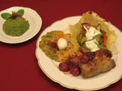 Cailles aux Cerises mit italienischem Gemüse und Lavendel-Salbeisoße - Rezept