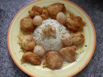 Rezept: Pute im Teigmantel mit asiatischer Litschi-Sauce Pute im Teigmantel mit asiatischer Litschi-Sauce - Rezept