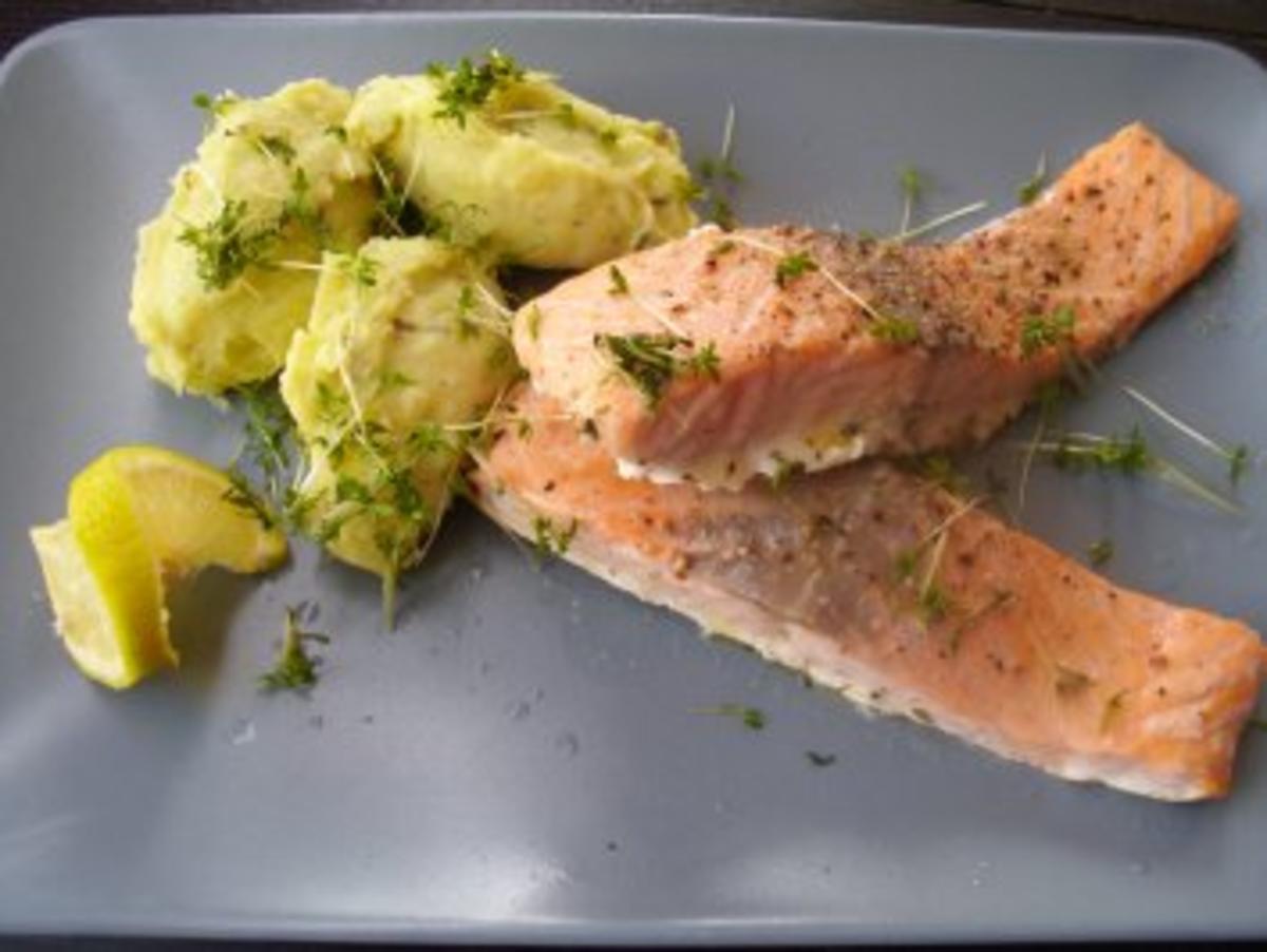 Bilder für Ofenlachs an Wasabi-Kartoffelpüree - Rezept