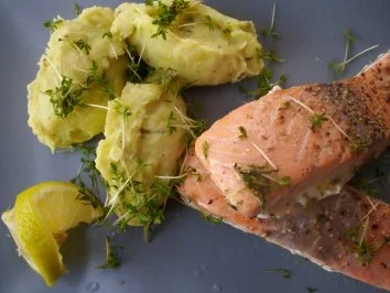 Ofenlachs an Wasabi-Kartoffelpüree - Rezept - Bild Nr. 4