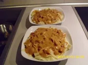 Zwiebel - Specksauce mit Bandnudeln - Rezept