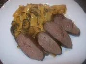 Lamm mit Pilzrahm und Bandnudeln - Rezept