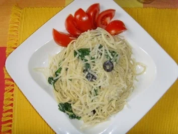 Spaghetti mit frischem Spinat... - Rezept