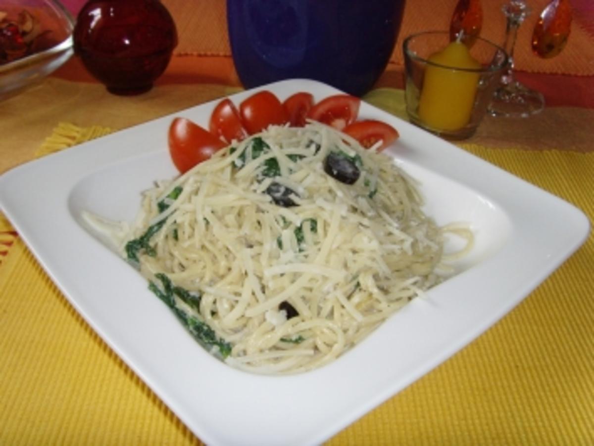 Spaghetti mit frischem Spinat... - Rezept