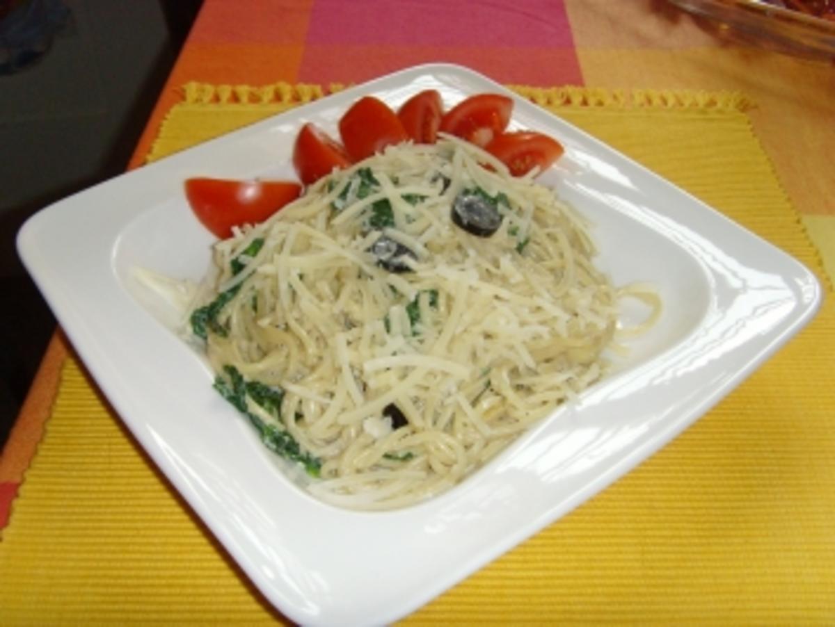Spaghetti mit frischem Spinat... - Rezept