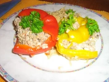Gefüllte Paprika mit Putenhack, Champignons und Reis - Rezept - Bild Nr. 9