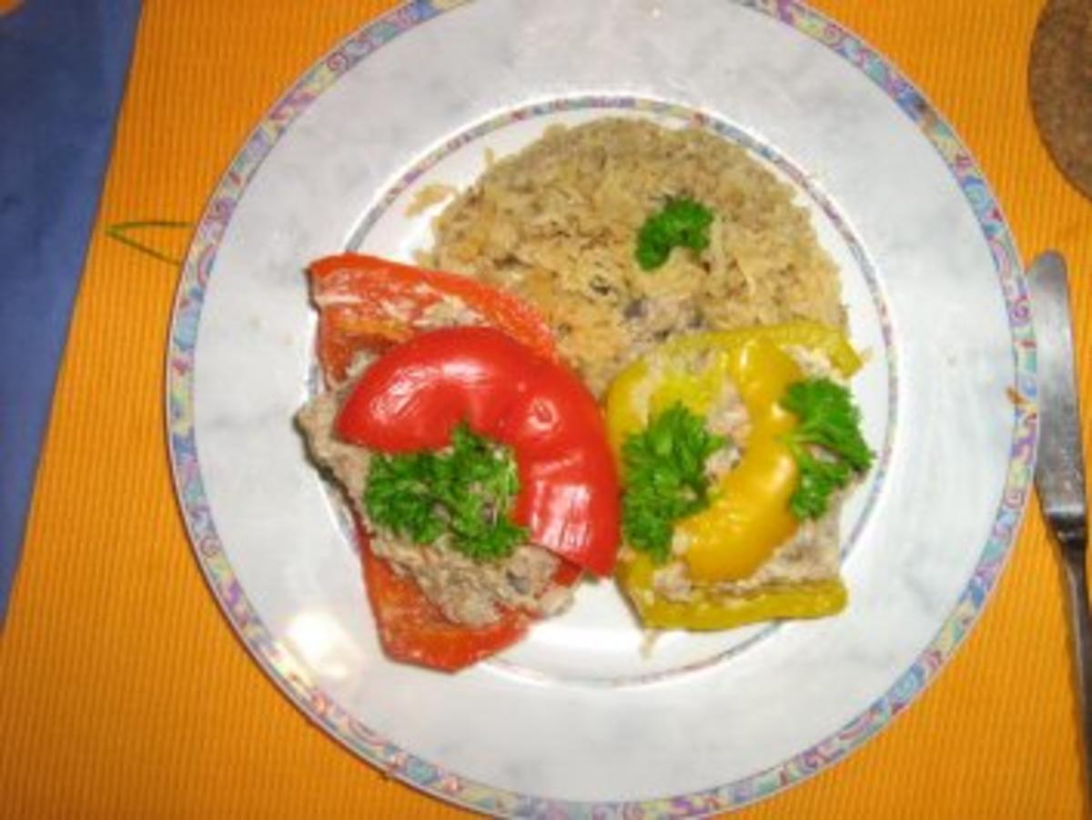 Gefüllte Paprika mit Putenhack, Champignons und Reis - Rezept - Bild Nr. 8