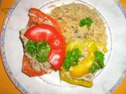 Rezept: Gefüllte Paprika mit Putenhack, Champignons und Reis Gefüllte Paprika mit Putenhack, Champignons und Reis - Rezept
