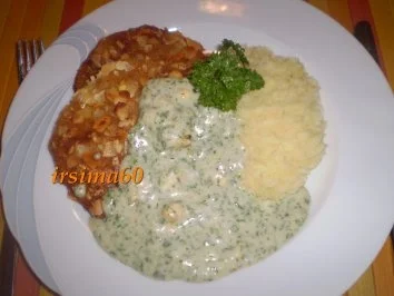 Kohlrabi Schnitzel an einer Kräutersoße - Rezept