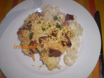  Deftiger Blumenkohlauflauf mit Leberkäse - Rezept