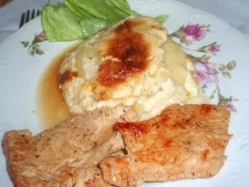 Rezept: Beilagen: Kartoffelgratin und Putenschnitzel Beilagen: Kartoffelgratin und Putenschnitzel - Rezept