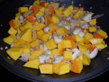 Kürbisgemüse mit Champignons und Speck - Rezept - Bild Nr. 6
