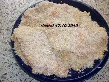 Putenschnitzelchen mit Kokospanade  und Aprikosenreis - Rezept - Bild Nr. 5