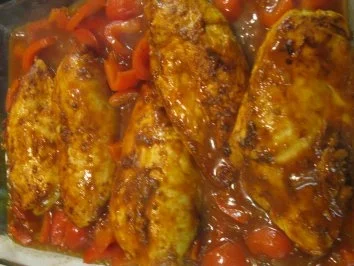 Hähnchenbrust auf Paprika gebettet - Rezept - Bild Nr. 5