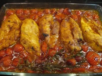 Hähnchenbrust auf Paprika gebettet - Rezept - Bild Nr. 7