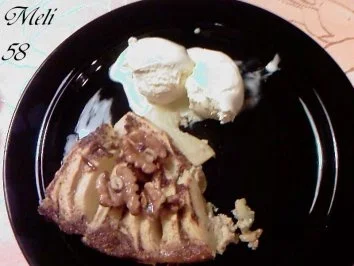 Desserts: Apfelgratin mit Calvados , karamellisierte Walnüsse  und Vanilleeis - Rezept - Bild Nr. 3