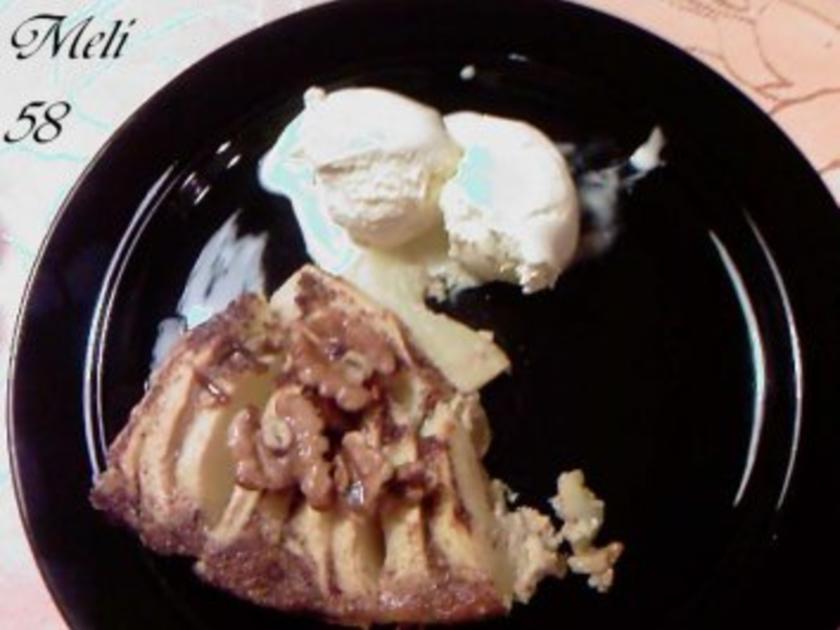 Desserts: Apfelgratin mit Calvados, karamellisierte Walnüsse und ...