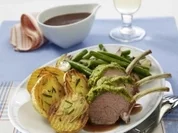 Gratiniertes Lammkarrée zu Grill- &amp; Pfannen-Kartoffeln - Rezept