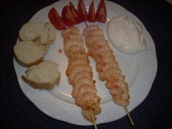 Garnelen Spieße mit Dip und Baguette - Rezept - Bild Nr. 4