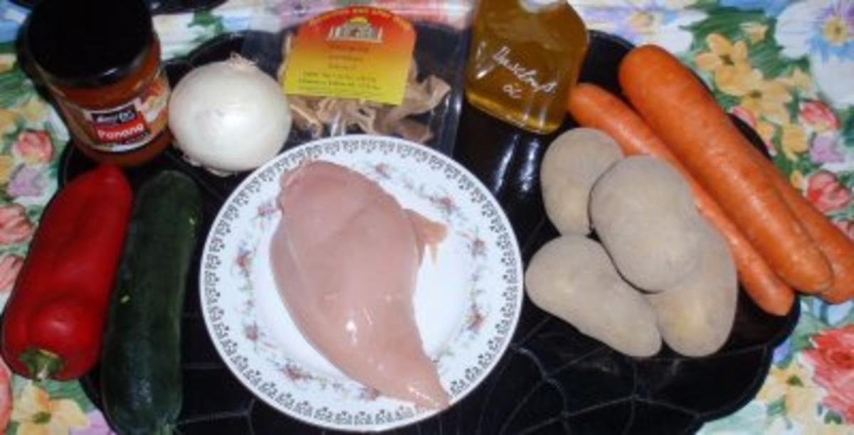 Hühnchenbrust mit Gemüse und Kartoffel-Karottenpüree - Rezept - Bild Nr. 2