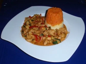 Hühnchenbrust mit Gemüse und Kartoffel-Karottenpüree - Rezept - Bild Nr. 7