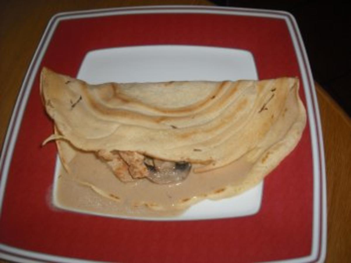 Pfannkuchen mit Putengeschnetzeltes - einfach - 174 kcal/100g