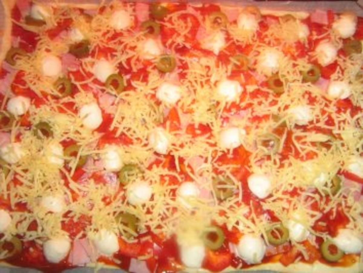 Pizza - Schinken mit Chorizo, Paprika und Minimozzarella - Rezept - Bild Nr. 6