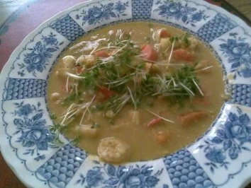 Rezept: Hokaidosuppe mit Garnelen Hokaidosuppe mit Garnelen - Rezept