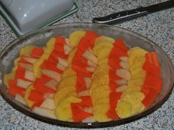 Rezept: Filetsteaks auf Safransahne-Lauch an Kartoffel-Birnengratin... Bild Nr. 3 Filetsteaks auf Safransahne-Lauch an Kartoffel-Birnengratin... - Rezept - Bild Nr. 3