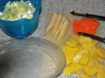 Rezept: Filetsteaks auf Safransahne-Lauch an Kartoffel-Birnengratin... Bild Nr. 2 Filetsteaks auf Safransahne-Lauch an Kartoffel-Birnengratin... - Rezept - Bild Nr. 2