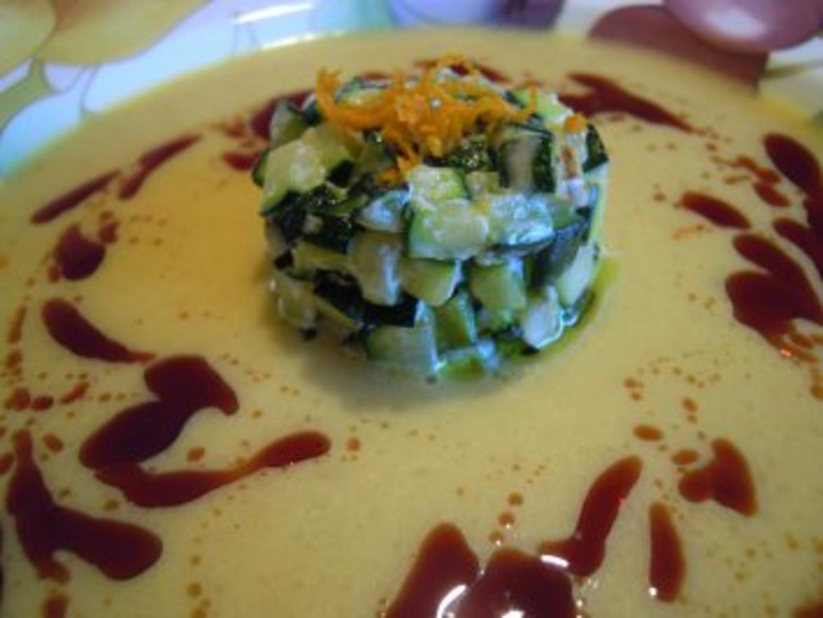 Kürbis Orangen Schaumsuppe mit Zucchini Tatare - Rezept - Bild Nr. 10