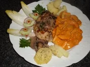 Hähnchenbrust  auf Gurkengemüse... - Rezept