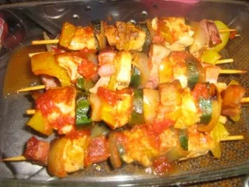 Hähnchenschaschlik mit einer scharfen Tomatensoße - Rezept - Bild Nr. 7